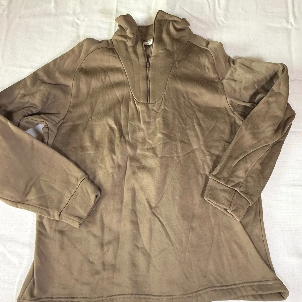 US Military‎ Cold Weather Polypropylene Undershirt XL Brown 1 4 Zip Thermal